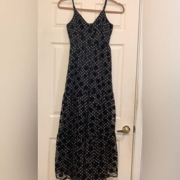 Hutch by Anthropologie Black Sheer Wide Leg Poke A Dot Sz 8 Jumpsuit.       2517 - Picture 1 of 12